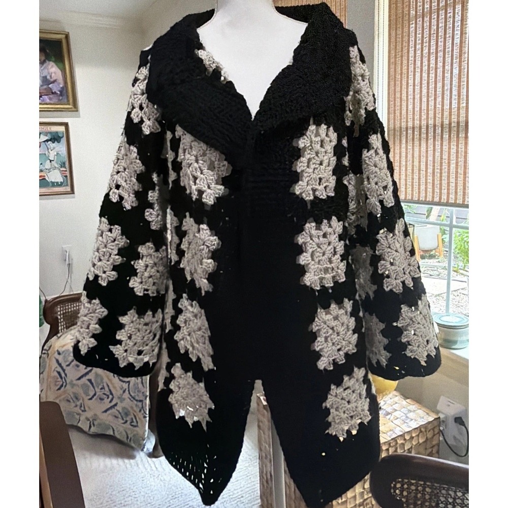 Women's BOHO Granny Square Cardigan Handmade M/L Handmade